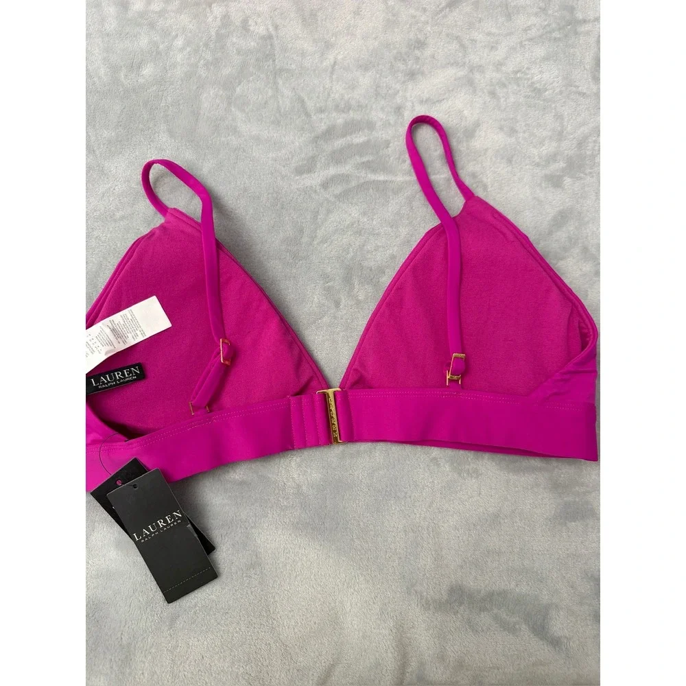 Lauren Ralph Lauren Women's Triangle V-Neck Bikini Top, Size 14 $85